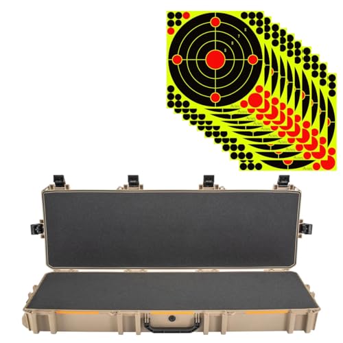 Pelican V800 Vault Double Wheeled Scoped Rifle Case - Tan with 10 Splatter Targets