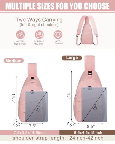 Pink Medium Crossbody Bag for Women Men - Convertible Sling Backpack