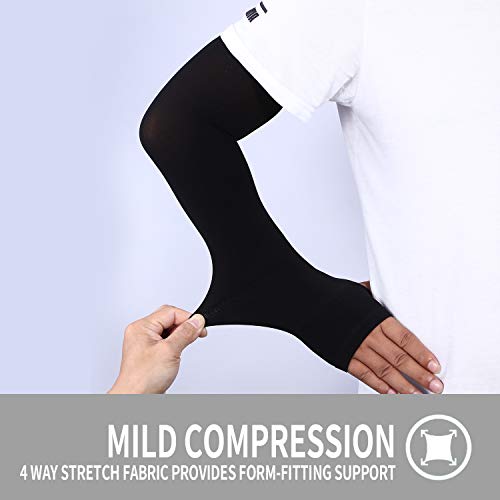 Cooling Compression Arm Sleeves with Hand Cover - 2 Pairs Black