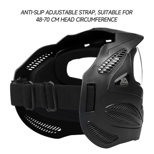Xaegistac Clear Lens Paintball & Airsoft Mask with Sun Visor, Wide Field of View