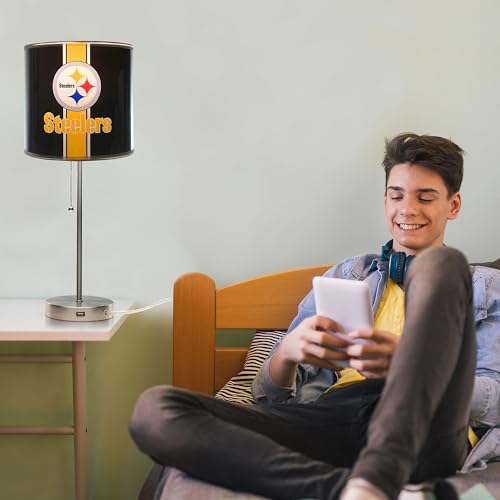 Chrome Desk Lamp with USB Charging - Pittsburgh Steelers