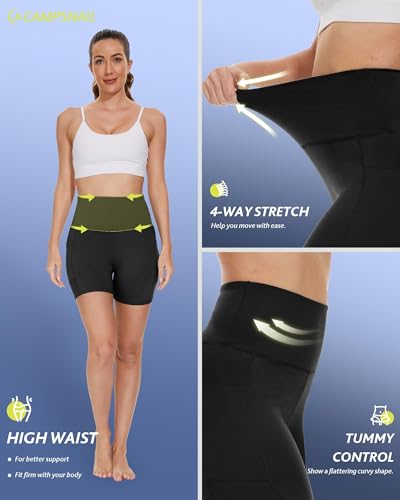 High Waisted Biker Shorts with Pockets - 3/5/8 Inch Yoga & Gym Shorts
