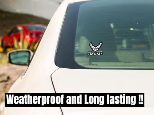 Air Force Mom Vinyl Decal Sticker - 2 Pack (White, 2-3 x 2.9 inch)