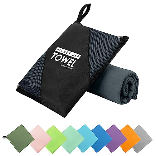 Microfiber Travel Towel - Quick Dry Compact Gym Towel - Dark Gray XS 12"×24"