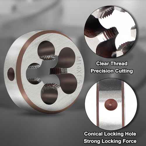 M14 x 1.5 Metric Thread Tap and Die Set, M14 x 1.5mm High-speed Steel Machine Tap Die Set Right Hand Tap and Round Thread Die