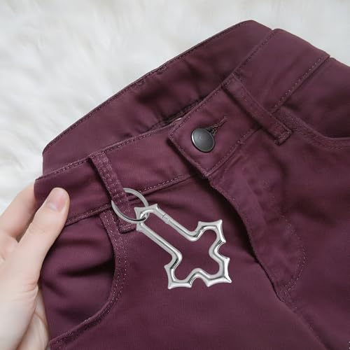 Silver Cross Carabiner Clip Keychain - Y2K Style Accessory