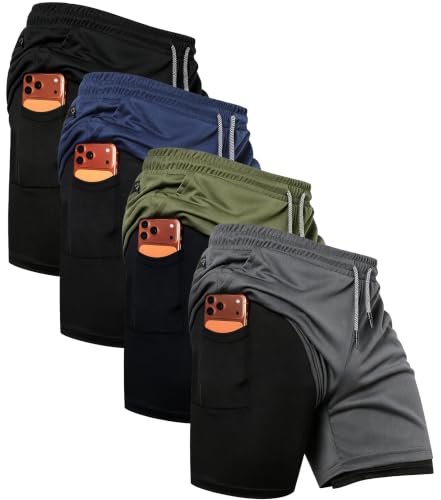 CYPER SUN Men's X-Large 2-in-1 Running Shorts with Seamless Liner & 4 Pockets