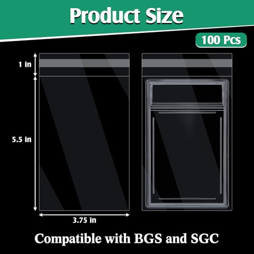 Resealable Graded Card Sleeves for Trading Card Slabs - 100 Pack