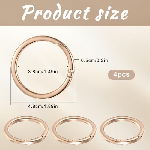 4-Piece Gold Key Rings - 2 Inch Flat Spring O-Rings