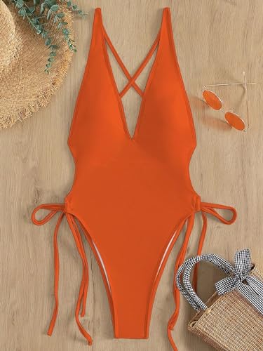 SKAYS One-Piece Swimsuit Women Medium Orange with Tummy Control