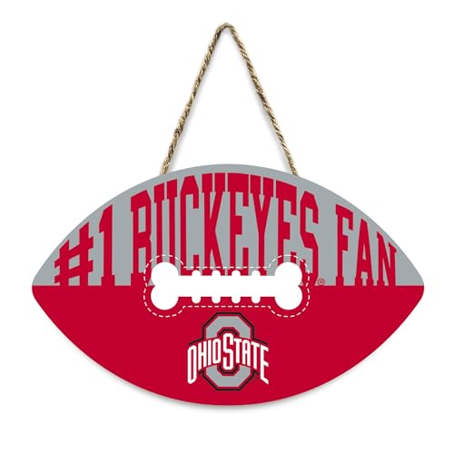 Ohio State Buckeyes Football Shaped Sign - Dog Bone Design