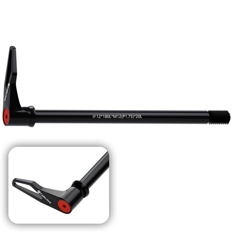 YaderJove Quick Release Thru Axles - Bicycle Hub Thru Axle Adapter for RockShox Boost Fork with Adjustable Revolve Handle(12mm x 175mm/ 180mm)