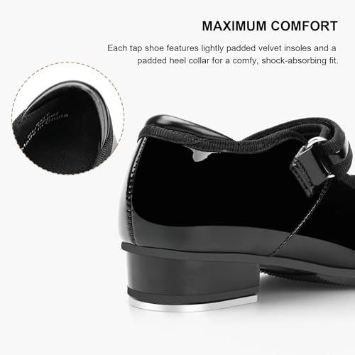 Tap Shoes for Toddler Girls - Black - PU Non-Slip Dance Shoes