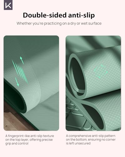 Extra Wide Yoga Mat - 7mm Thick, 72" x 32" - Pale Green