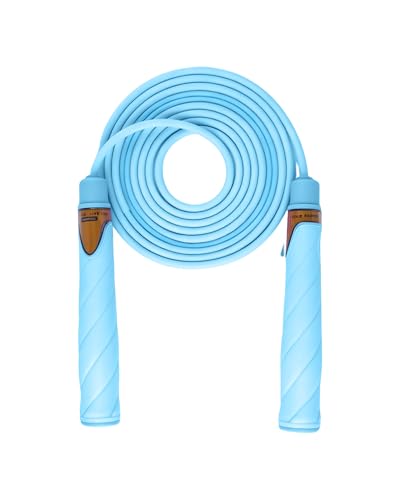 Kids Jump Rope with Finger Groove Handles - Blue, 3.6mm-4.5mm Adjustable Length