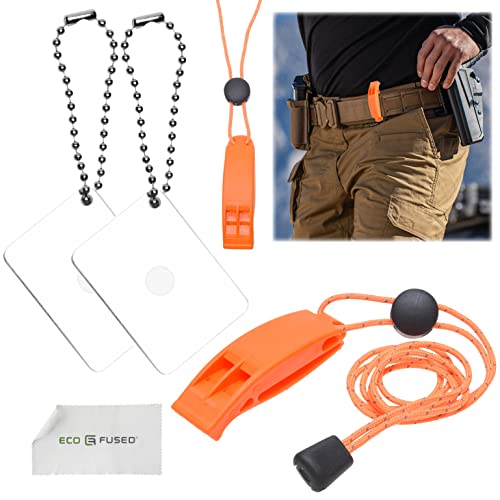 Survival Whistle & Reflective Signal Mirror Set - Outdoor Kit