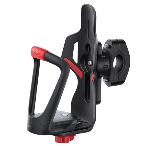 Bike Water Bottle Holder with Tracker Storage - Red