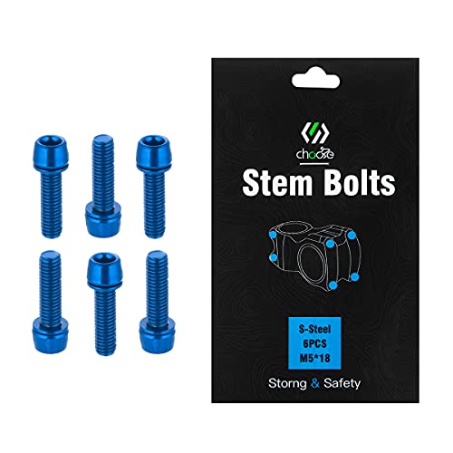 Bicycle Stem Bolts with Washers - M5x18mm - Blue