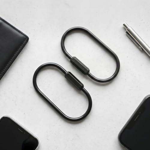 Screw Lock Oval Spring Ring Clips - Black, 2pcs