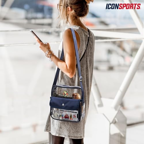 Clear Crossbody Bag - Stadium-Approved with Zipper & Side Pocket - Club America