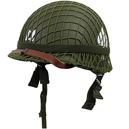 WWII US Army Helmet Replica - Authentic M1 Military Helmet with Net Cover & Chin Strap