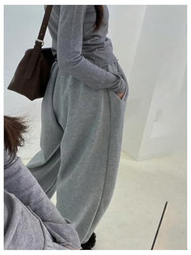 GORGLITTER Women's Baggy Grey Sweatpants Y2K Drawstring Pockets Medium