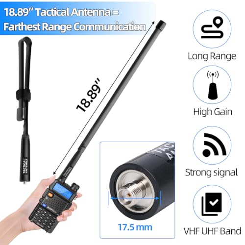 Dual Band Ham Radio Tactical Antenna - 18.89 Inch Foldable High Gain VHF UHF