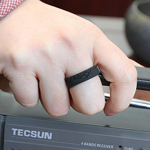 Silicone Wedding Ring - Black, Size 9 - Durable Rubber Band