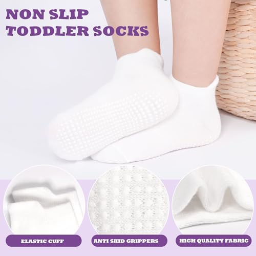SkiBeaut 12 Pairs Toddler Non-Slip Socks with Grips for Girls & Boys 1-3T - Anti-Skid Kid Socks