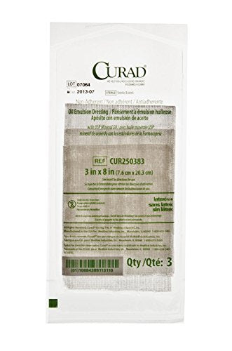 Sterile Non-Adherent Oil Emulsion Gauze Dressing, 3" x 8" - Pack of 3