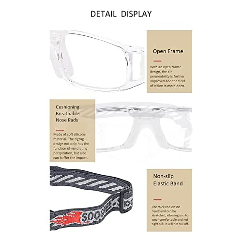 Sports Goggles Glasses - Basketball Protective Eyewear with Removable Lens and Adjustable Goggles Strap