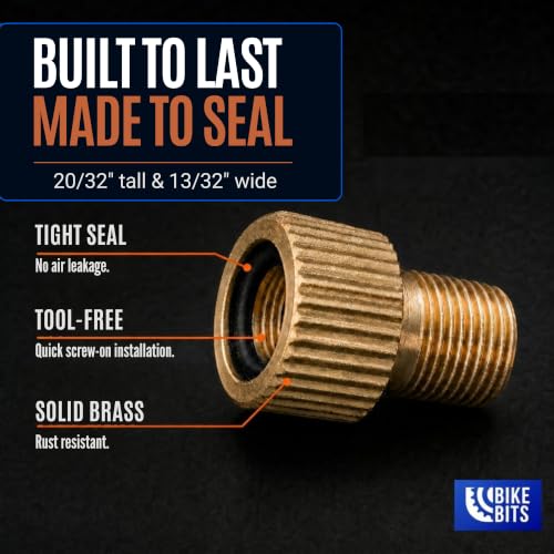 Brass Presta Valve Adapter - Convert Presta to Schrader, 4 Pack