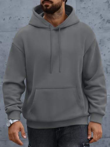 EFAN Mens Oversized Fleece-Lined Hoodie Sweatshirt – X-Large, Dark Grey