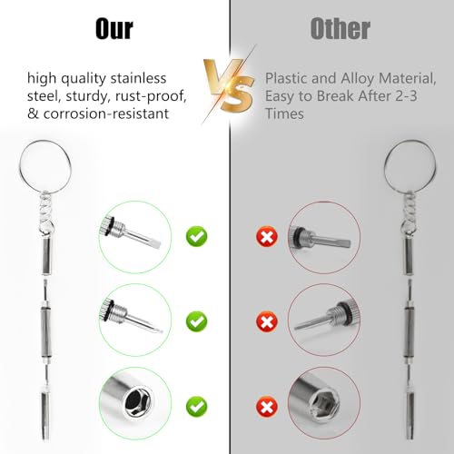 12 Pcs Keychain Eyeglass Screwdriver 3 in 1 Screwdriver Key Steel Eyeglass Screwdriver Eyeglass Screwdriver Repair Kit with Keychain Portable Screwdriver Hand Tools