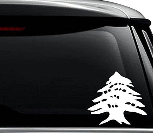 Cedar Tree Lebanon Decal Sticker - 6 Inch Gloss White