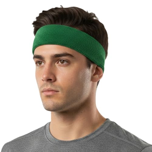 Extra Thick Long Cotton Sweatband - Green, 9 Inch