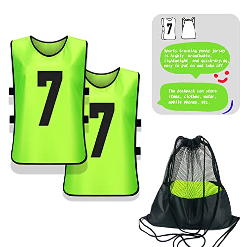 12 Pcs Youth Sports Pinnies - Numbered Practice Jerseys