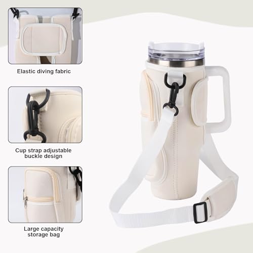 Water Bottle Carrier Bag with Phone Pocket - Adjustable Sling Pouch