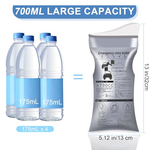 700ml Disposable Urine Bags - Unisex Portable Emergency Solution