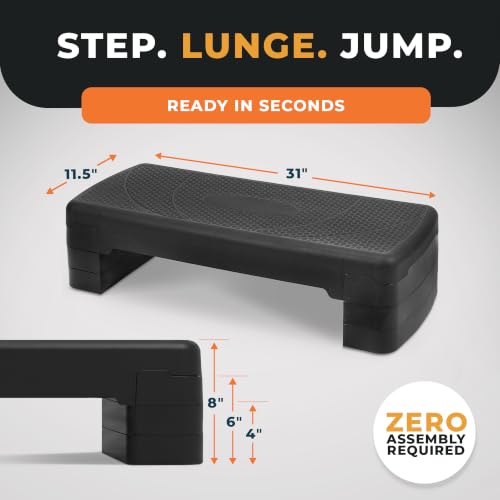 31-Inch Aerobic Step Platform Trainer with Adjustable Risers - Black