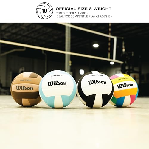 Wilson Pro Tour Indoor Volleyball Teal/White - Official Size & Weight, Durable Synthetic Leather