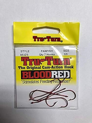 Size 1/0 Aberdeen Fishing Hooks - Red, Pack of 6