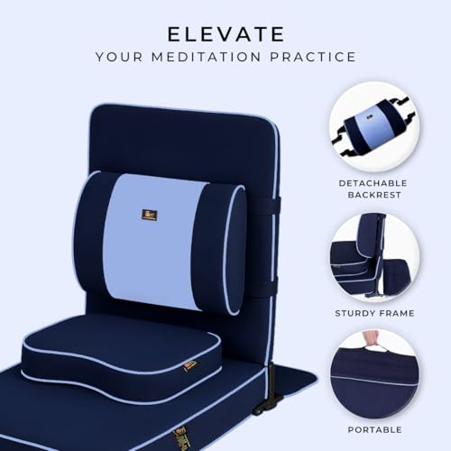 Extra Large Meditation Chair with Back Support - Navy Blue