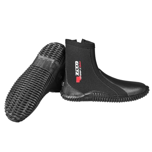 ZCCO 5mm Neoprene Diving Boots Grey Size 10 with Anti-Slip Rubber Sole