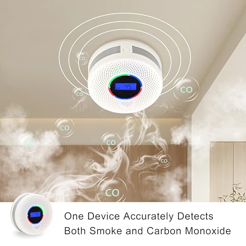 Kesy Upgraded Smoke and Carbon Monoxide Detector 10-Year Lifespan, Dual Sensor Smoke Alarm & Carbon Monoxide Detector (1 Pack)