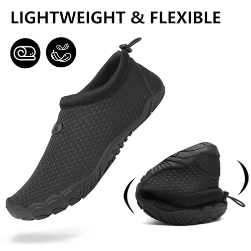 Quick-Dry Water Shoes for Men & Women - Wide Toe Aqua Socks - Lividity Black