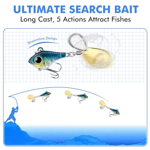 TRUSCEND 3/8oz (10.5g) Spinner Bait for Freshwater & Saltwater Fishing