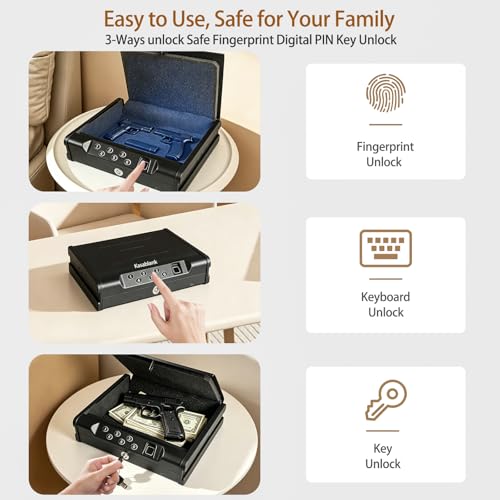 Biometric Fingerprint Handgun Safe - Quick Access Gun Lock Box