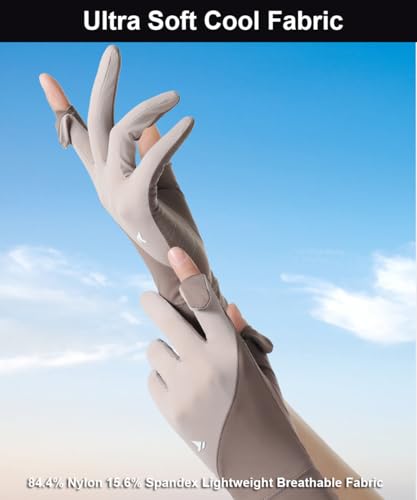 UV Protection Full Finger Gloves for Women - Black