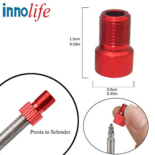 Aluminum Presta to Schrader Valve Adapter - 5PCS Red Bicycle Pump Tool